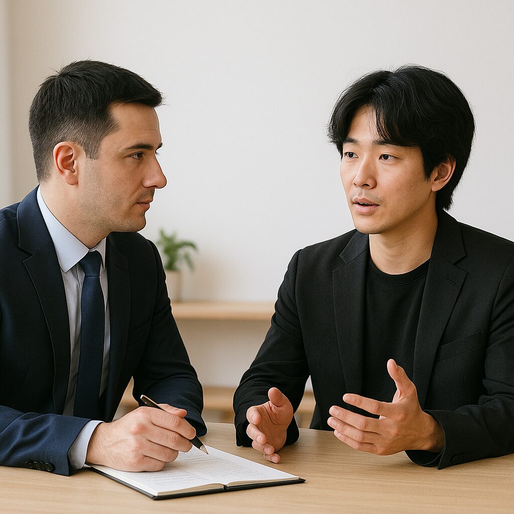 芸能人が相談をしている様子