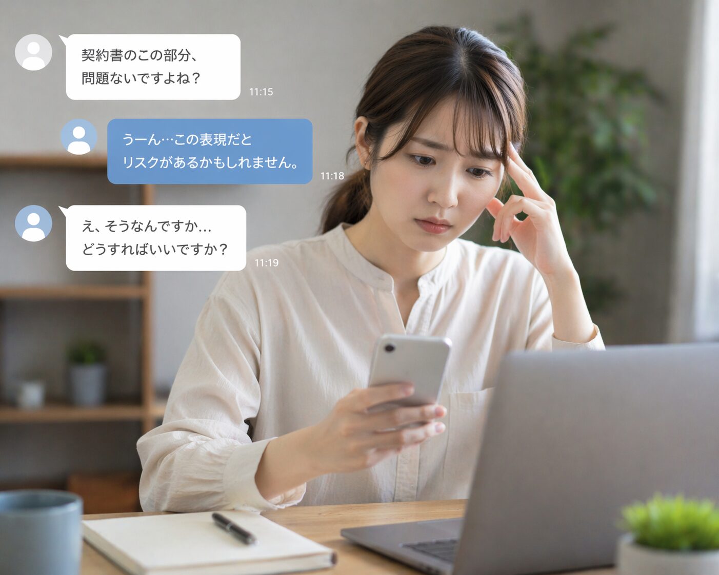 契約書作成・内容確認について悩んでいるイメージ