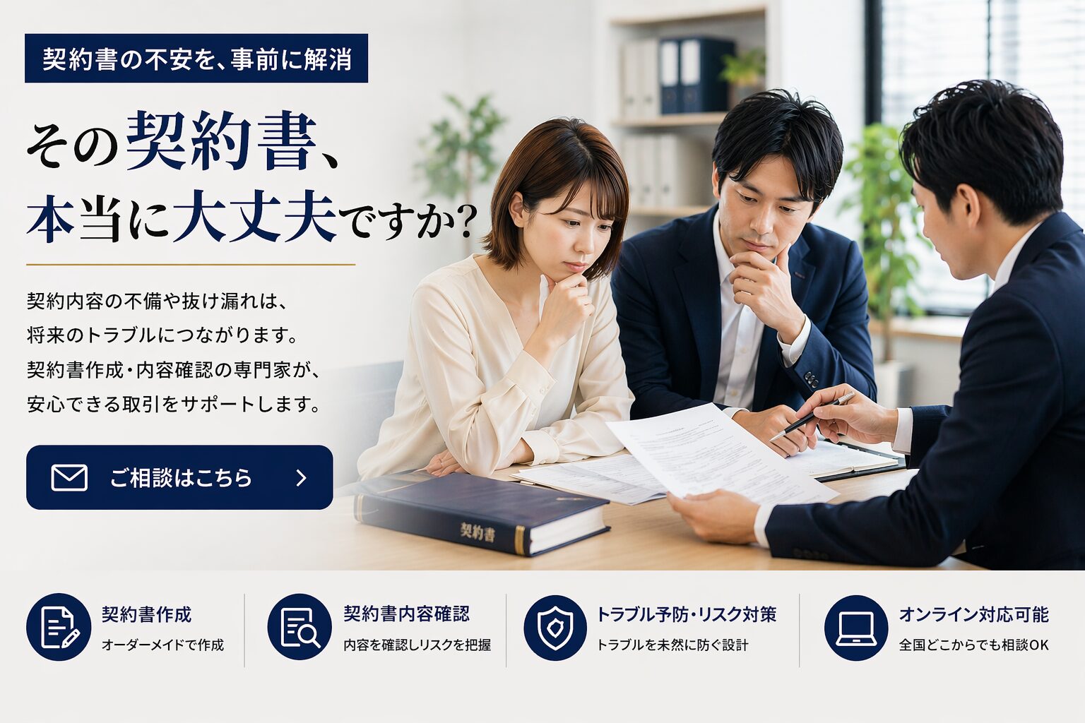 契約法務専門家の行政書士が相談を受けます