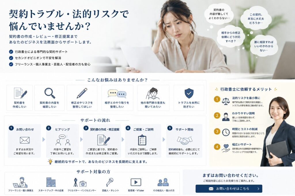 大阪の行政書士事務所で契約書を作成しトラブル、リスクを予防する