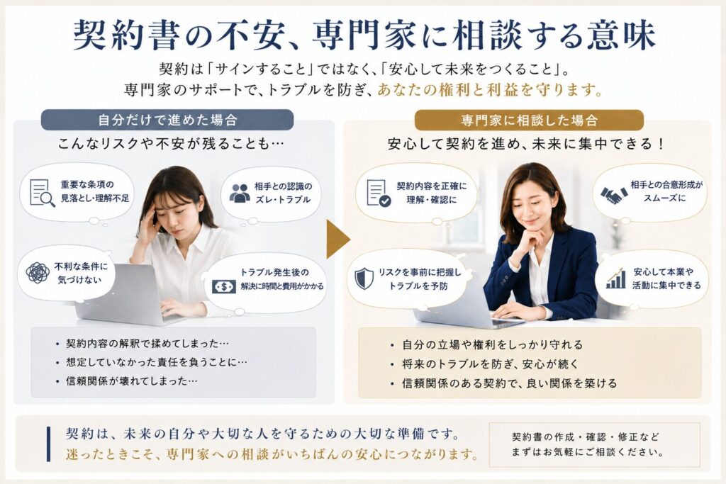 契約書の不安、専門家に相談する意味